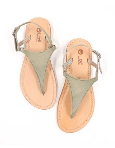 SANDALI CAPRESI IN PELLE E CUOIO "VENERE" - SALVIA