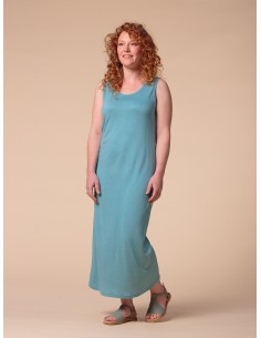 ABITO LUNGO IN SETA LINO E ECOVISCOSA "CINDY" - ACQUA 2