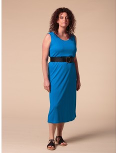 ABITO LUNGO IN SETA LINO E ECOVISCOSA "CINDY" - BLUETTE