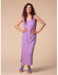 ABITO LUNGO IN SETA LINO E ECOVISCOSA "CINDY" - LILLA 2