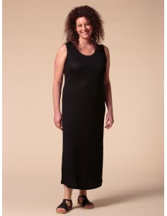ABITO LUNGO IN SETA LINO E ECOVISCOSA "CINDY" - NERO 2