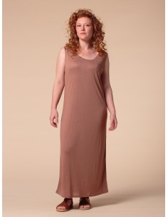 ABITO LUNGO IN SETA LINO E ECOVISCOSA "CINDY" - NOCE 2