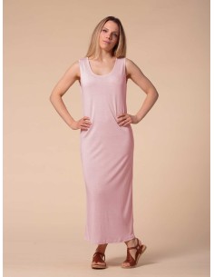 ABITO LUNGO IN SETA LINO E ECOVISCOSA "CINDY" - ROSA