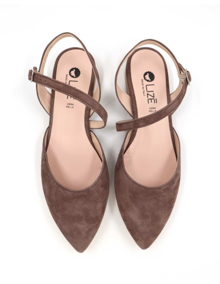 SLINGBACK IN CAMOSCIO CON FONDO CUOIO "DELIGHT"