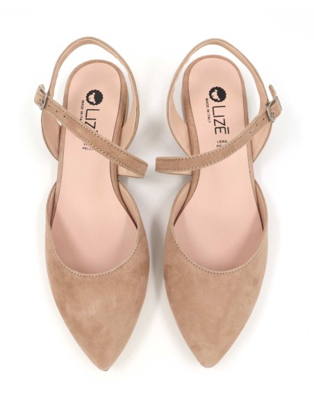 SLINGBACK IN CAMOSCIO CON FONDO CUOIO "DELIGHT"