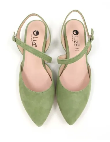 SLINGBACK IN CAMOSCIO CON FONDO CUOIO "DELIGHT"