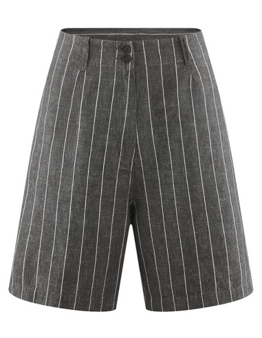 PANTALONE A PALAZZO CORTO IN CANAPA E COTONE A...