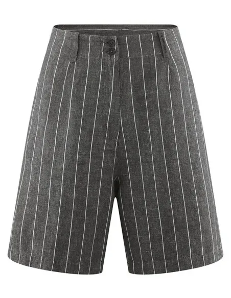 PANTALONE A PALAZZO CORTO IN CANAPA E COTONE A RIGHE