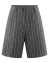PANTALONE A PALAZZO CORTO IN CANAPA E COTONE A RIGHE