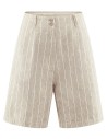 PANTALONE A PALAZZO CORTO IN CANAPA E COTONE A RIGHE