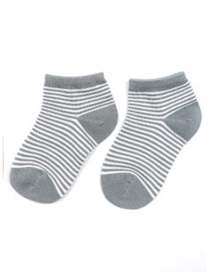 CALZINI CORTI BAMBINI IN BAMBU "BASIC STRIPE" - GRIGIO