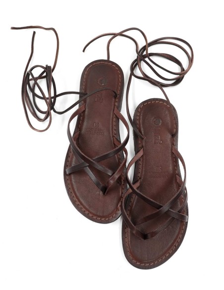 SANDALO CAPRESE A INFRADITO IN PELLE E CUOIO "PERSEFONE"