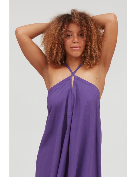 ABITO CORTO IN COTONE E LINO MULTIPOSIZIONE "DAPHNE"