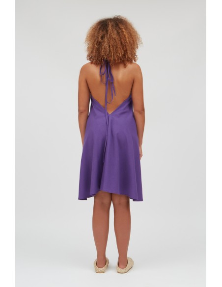 ABITO CORTO IN COTONE E LINO MULTIPOSIZIONE "DAPHNE"