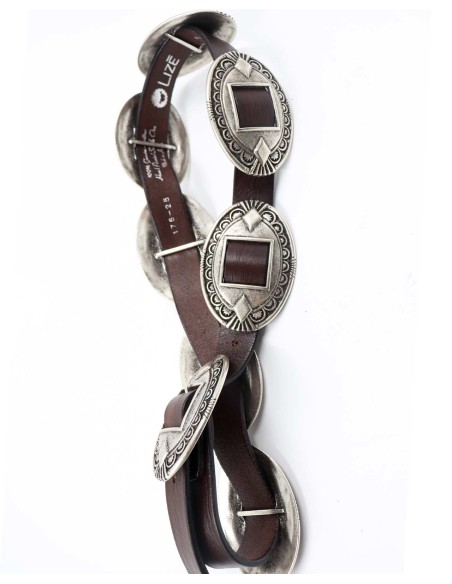 CINTURA ARTIGIANALE IN PELLE E METALLO ARGENTATO "CORSARA"