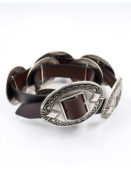 CINTURA ARTIGIANALE IN PELLE E METALLO ARGENTATO "CORSARA"