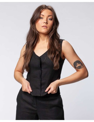 GILET IN 100% LINO "NOA"