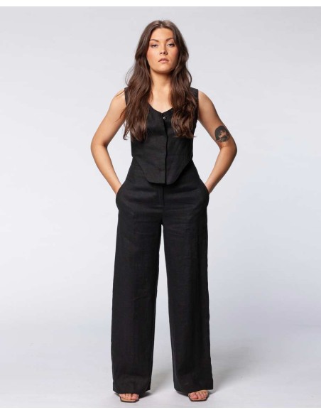 GILET IN 100% LINO "NOA"