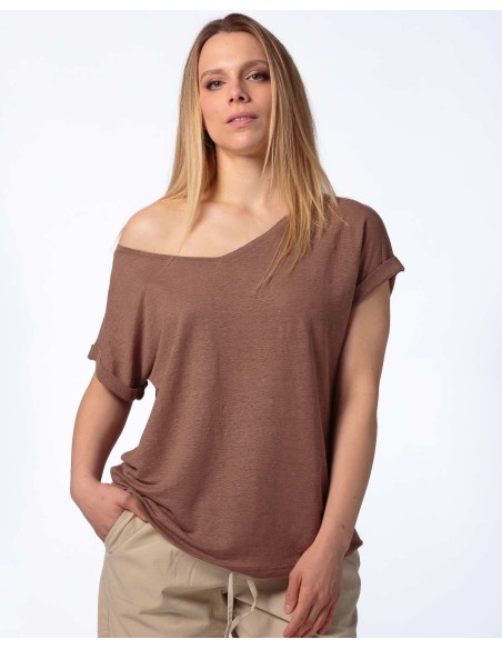 T-SHIRT DONNA AMPIA IN 100% CANAPA