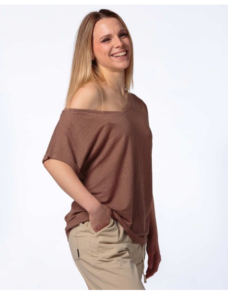 T-SHIRT DONNA AMPIA IN 100% CANAPA