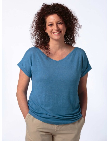 T-SHIRT DONNA AMPIA IN 100% CANAPA