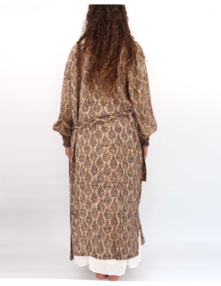 KIMONO LUNGO IN PURA SETA INDIANA "ECHO"