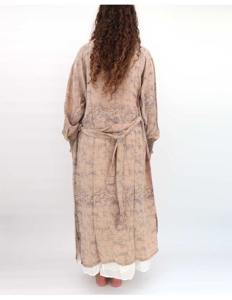 KIMONO LUNGO IN PURA SETA INDIANA "ECHO"
