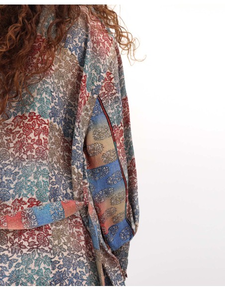 KIMONO LUNGO IN PURA SETA INDIANA "ECHO"