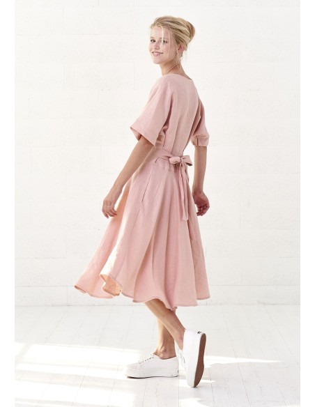 ABITO CON  CINTURA IN 100% LINO "SARI"