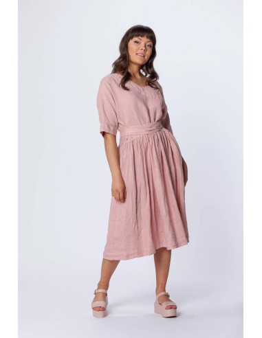 ABITO CON  CINTURA IN 100% LINO "SARI"