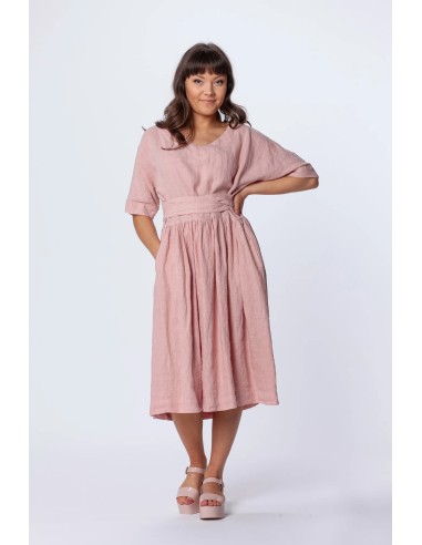 ABITO CON  CINTURA IN 100% LINO "SARI"