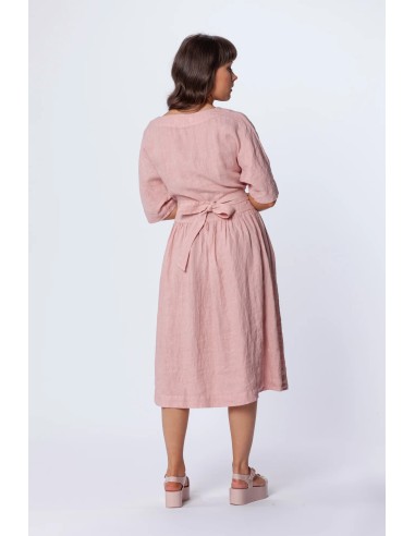 ABITO CON  CINTURA IN 100% LINO "SARI"