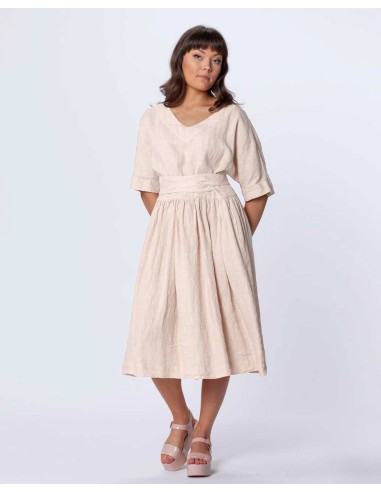 ABITO CON  CINTURA IN 100% LINO "SARI"