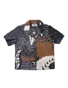 CAMICIA DONNA IN COTONE BIOLOGICO BATIK "ZORI" - NAVY