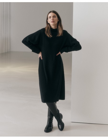 ABITO MIDI IN MAGLIA A COSTINE 100% LANA MERINO BIOLOGICA GOTS