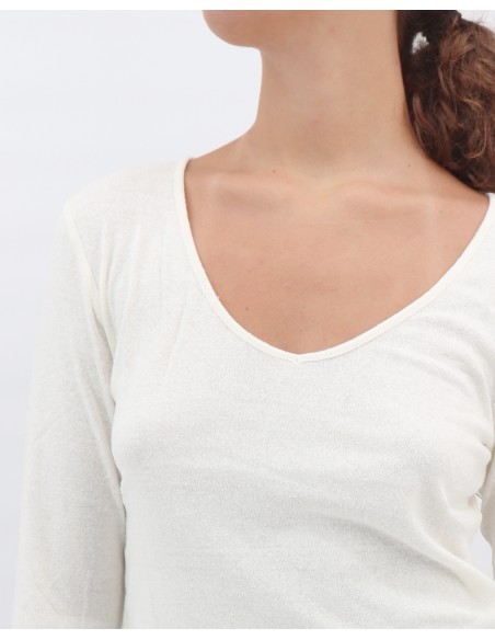 MAGLIA DONNA SCOLLO V  MANICHE LUNGHE IN SETA BURETTA