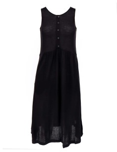 ABITO LUNGO IN SETA LINO E VISCOSA "CINDY" - NERO