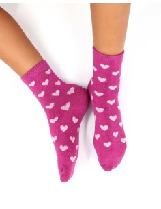 CALZINI IN BAMBU' KIDS "CUORICINI" - LAMPONE