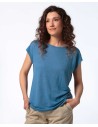 T-SHIRT DONNA SCOLLO A BARCHETTA IN 100% CANAPA