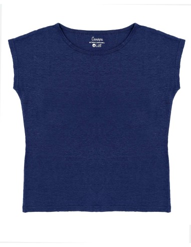T-SHIRT DONNA SCOLLO A BARCHETTA IN 100% CANAPA