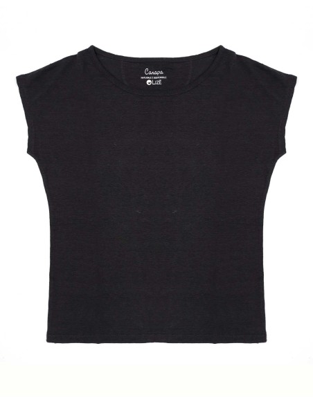 T-SHIRT DONNA SCOLLO A BARCHETTA IN 100% CANAPA
