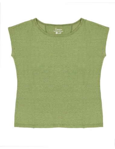 T-SHIRT DONNA SCOLLO A BARCHETTA IN 100% CANAPA