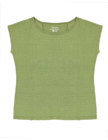 T-SHIRT DONNA SCOLLO A BARCHETTA IN 100% CANAPA