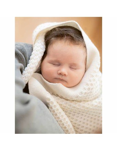 COPERTINA IN PURA LANA NEONATI 80X100 A NIDO D'APE