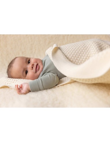COPERTINA IN PURA LANA NEONATI 80X100 A NIDO D'APE