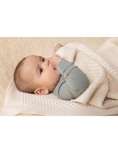 COPERTINA IN PURA LANA NEONATI 80X100 A NIDO D'APE