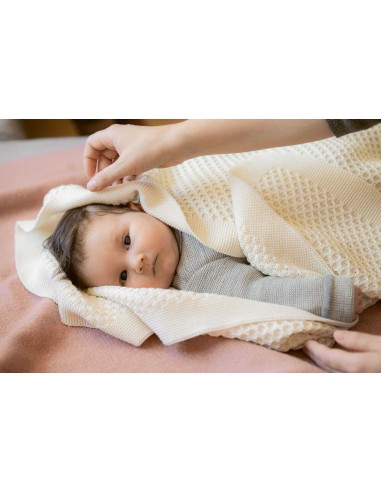 COPERTINA IN PURA LANA NEONATI 80X100 A NIDO D'APE