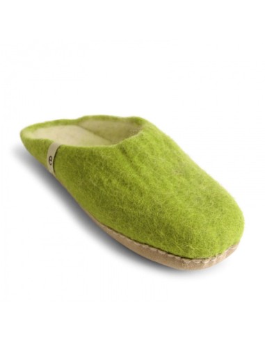 PANTOFOLA IN LANA CON SUOLA IN NAPPA