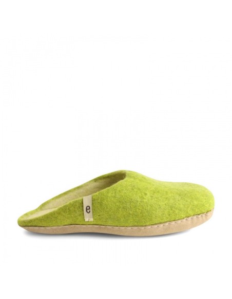 PANTOFOLA IN LANA CON SUOLA IN NAPPA