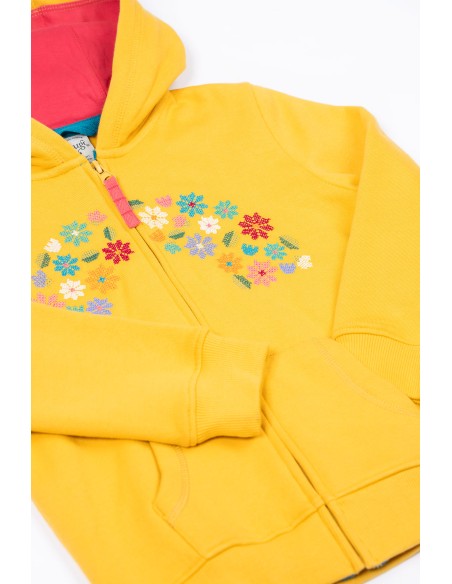 FELPA BIMBA IN COTONE BIOLOGICO FELPATO CON RICAMO "FLOWERS"